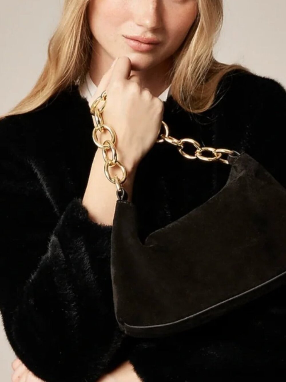 J.crew Berkeley Small Shoulder Bag Black Suede - Picture 2 of 10